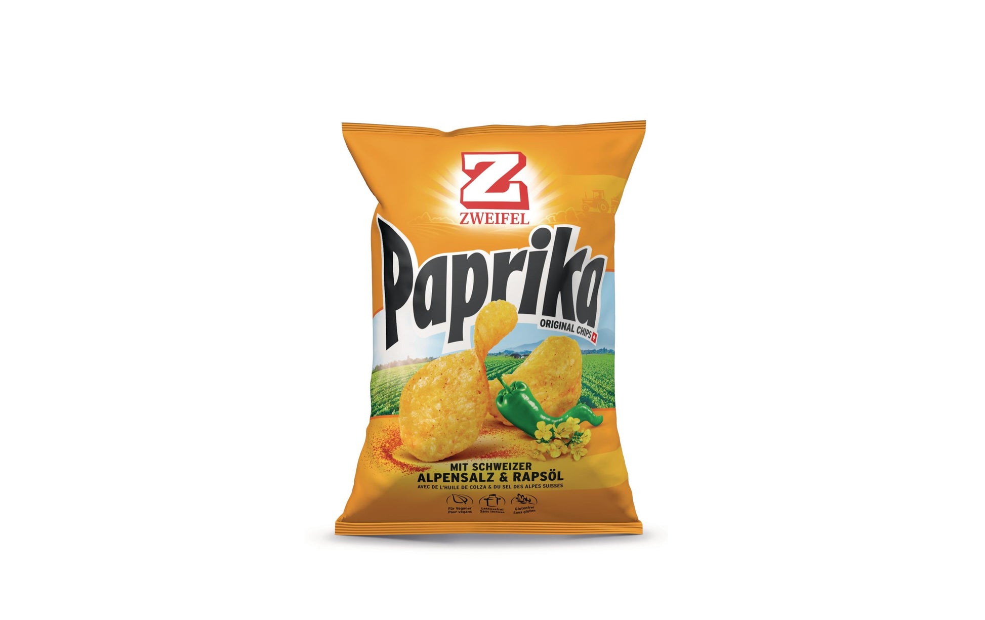 Zweifel Chips – Paprika, glutenfrei, vegan – 20 × 30 g