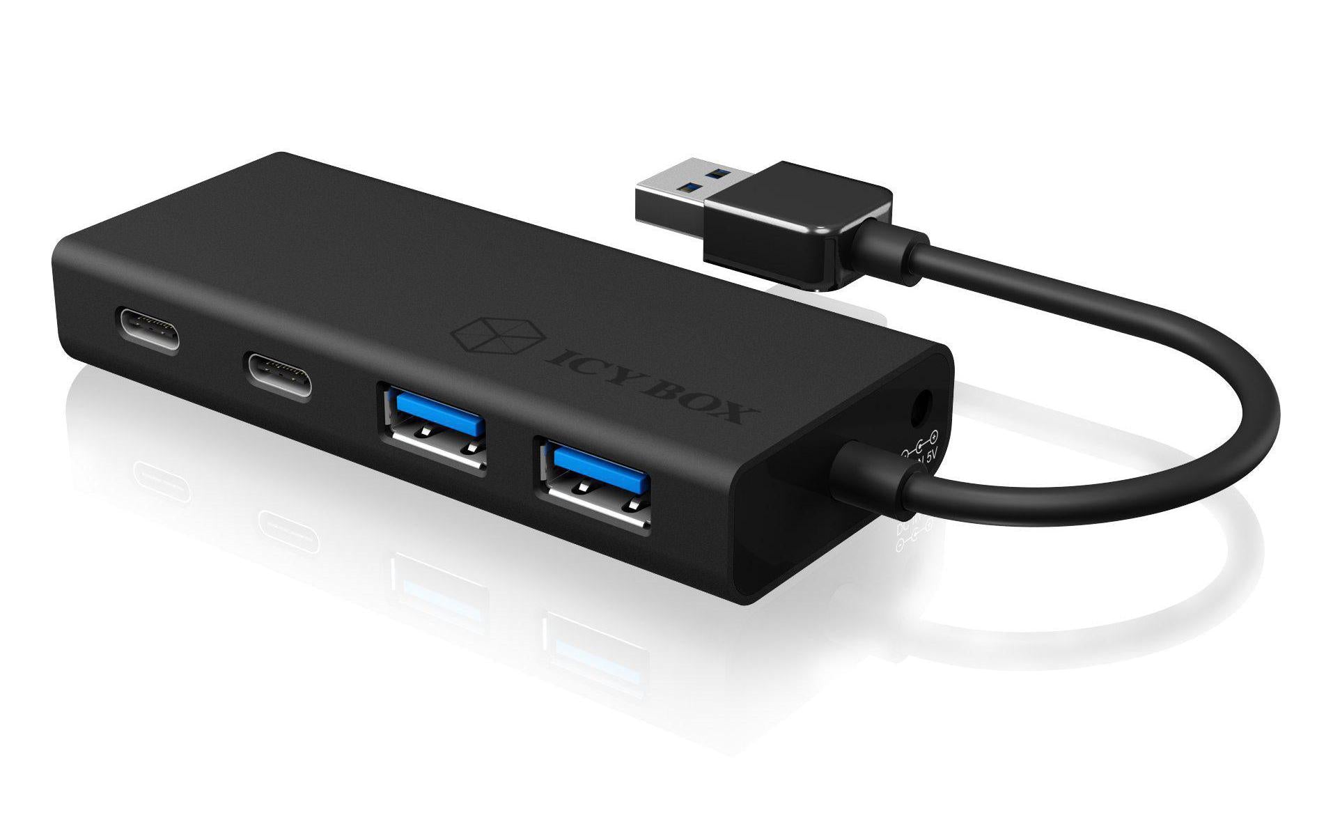 ICY BOX IB-HUB1426-U3 USB-Hub – USB-A, 2× USB-A, 2× USB-C, für Windows/Mac