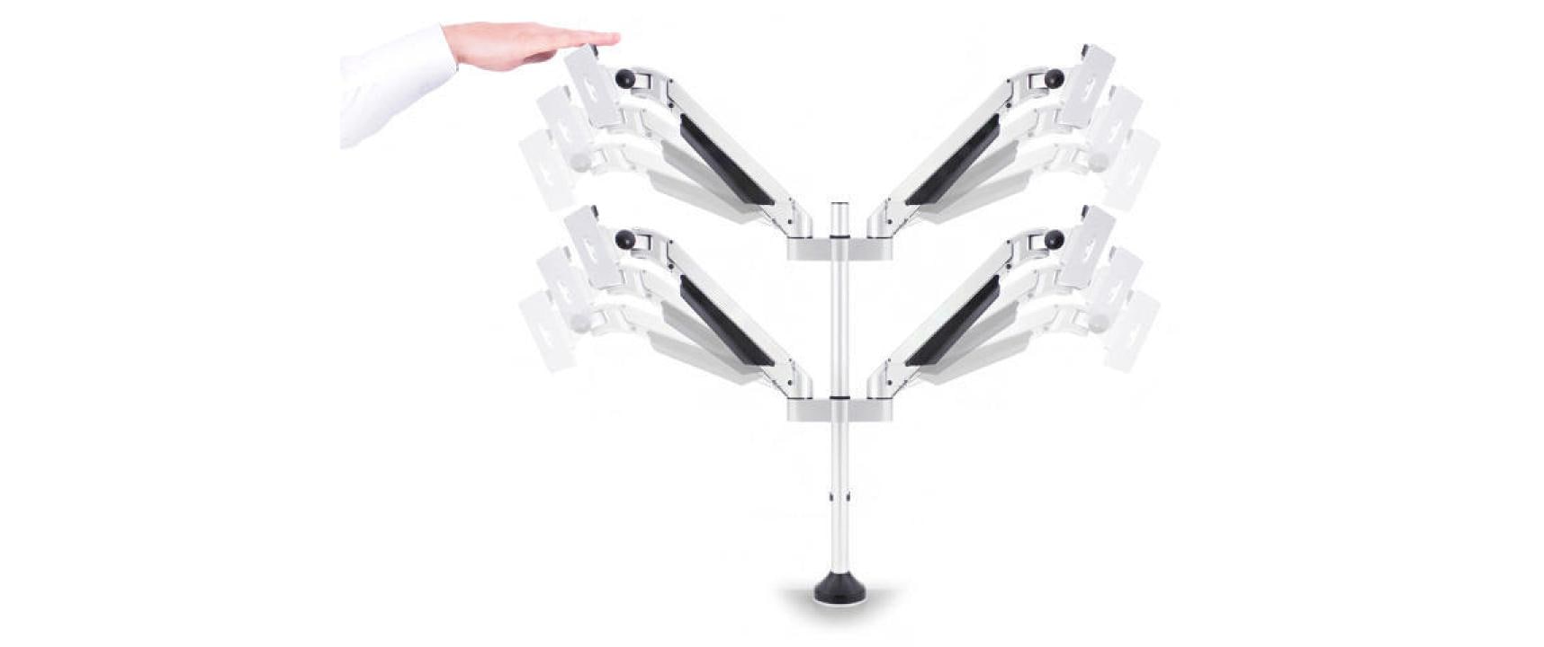 Multibrackets Monitorarm, Quad, bis 32", 10 kg, neigbar, weiss