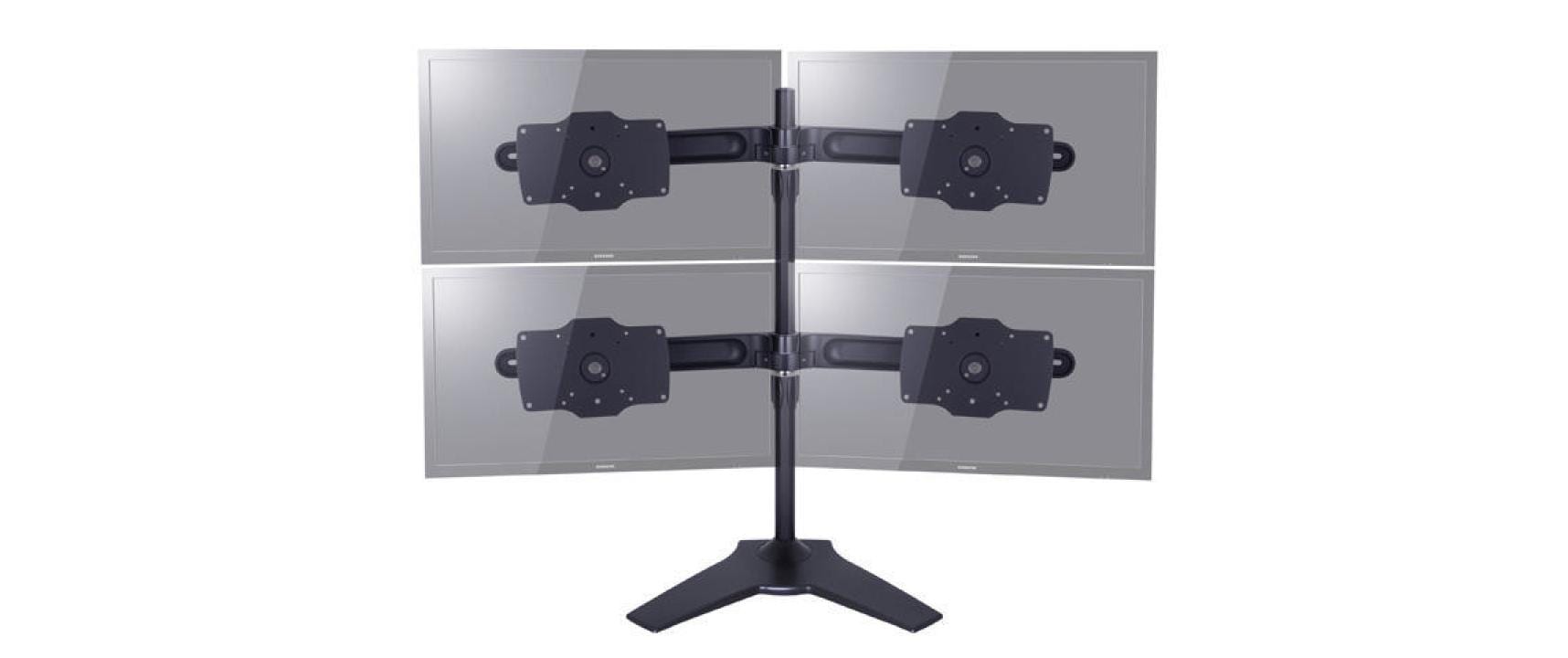 Multibrackets 7419 – Tischhalterung, Dual, Standfuss, bis 32", VESA 75 × 75/100 × 100 mm, 30 kg, drehbar, schwarz