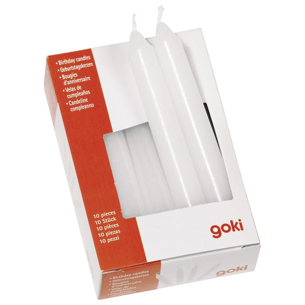 Goki Geburtstagskerzen – Weiss – 10 cm × Ø 1,3 cm – 10 Stk