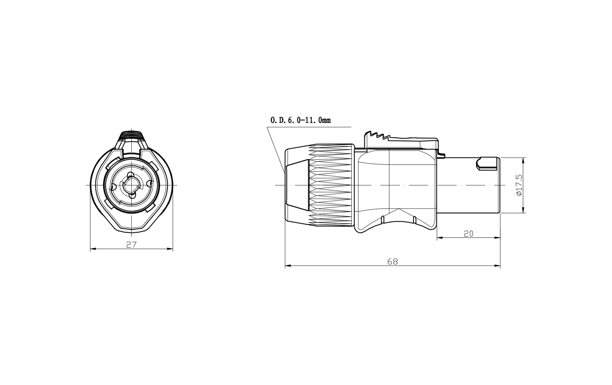 Bemero BC5001BK-F – SpeakON (NL4) Stecker, 4-polig, gerade