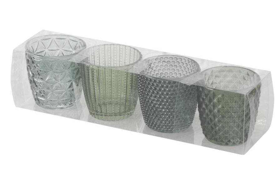 Boltze Marilu Windlicht – Glas, Grün – Ø 7,5 × 7,5 cm – 4-teilig