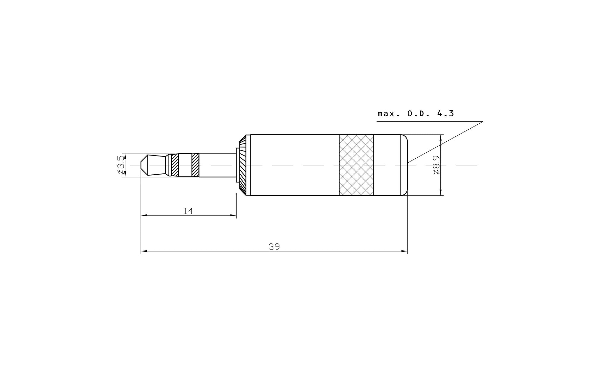 Bemero BC3001BK-M – 3,5 mm Klinkenstecker – gerade, stereo – schwarz