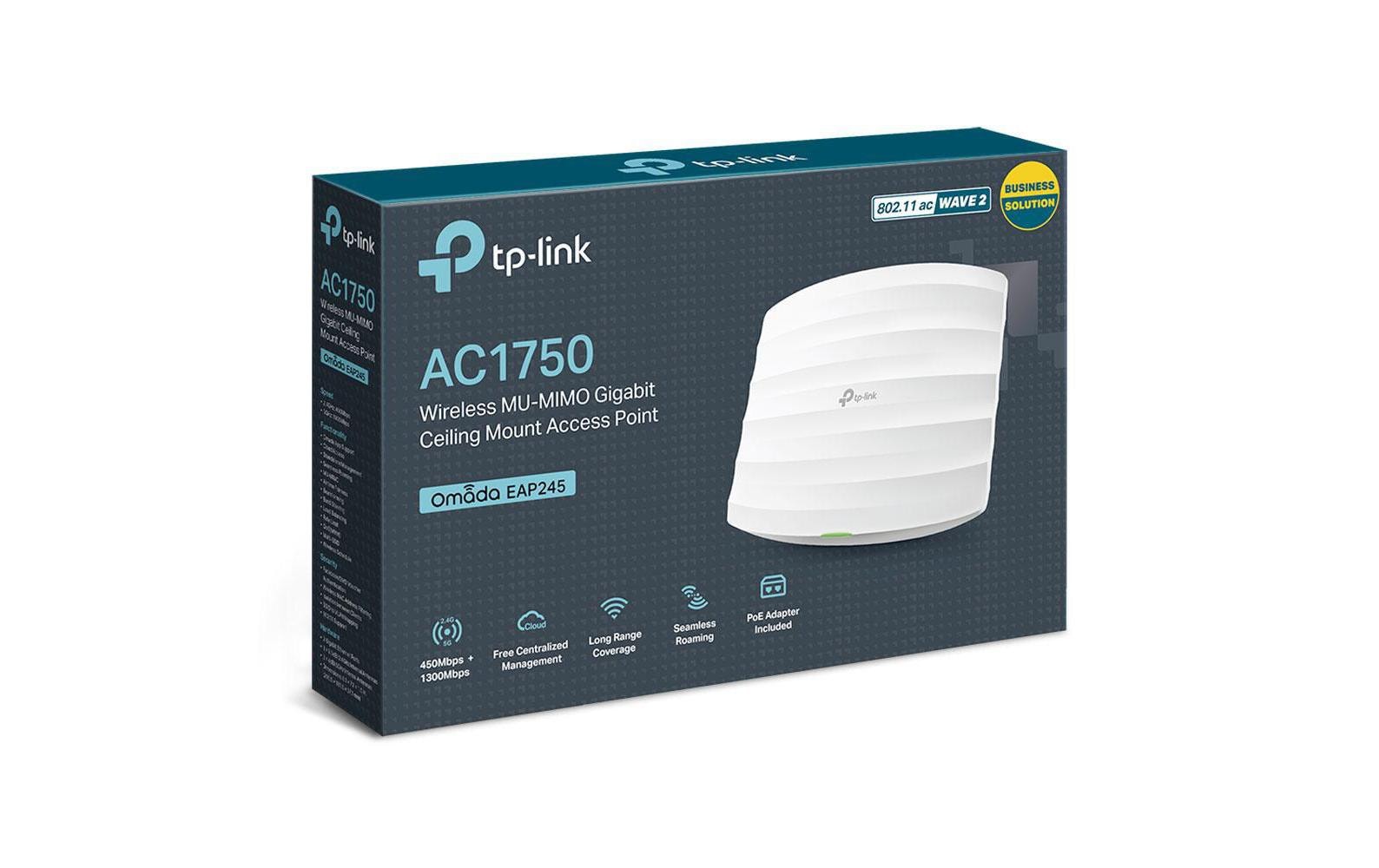 TP-Link EAP245 – Access Point – Wi‑Fi 5 (2,4/5 GHz), 1,8 Gbit/s, GbE, PoE+, Wand/Decke