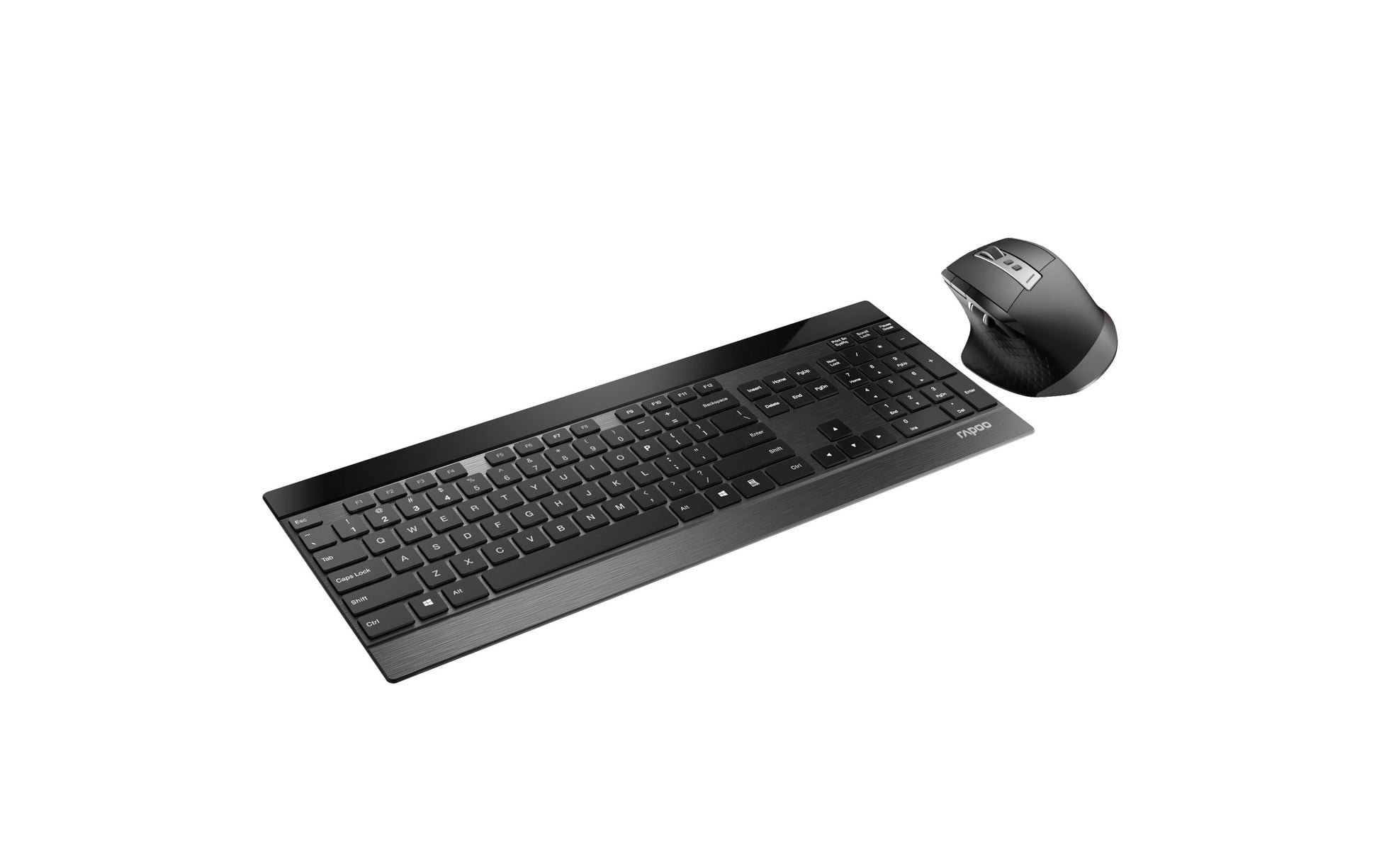 Rapoo 9900M – Tastatur, kabellos (Bluetooth/2,4 GHz), CH-Layout (DE-CH), Fullsize (mit Ziffernblock), Scissor