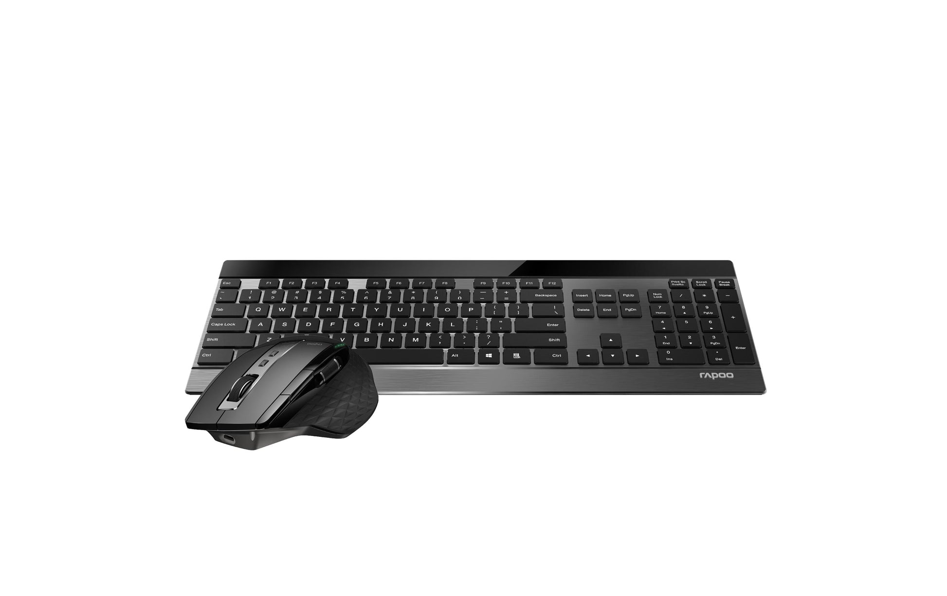 Rapoo 9900M – Tastatur, kabellos (Bluetooth/2,4 GHz), CH-Layout (DE-CH), Fullsize (mit Ziffernblock), Scissor