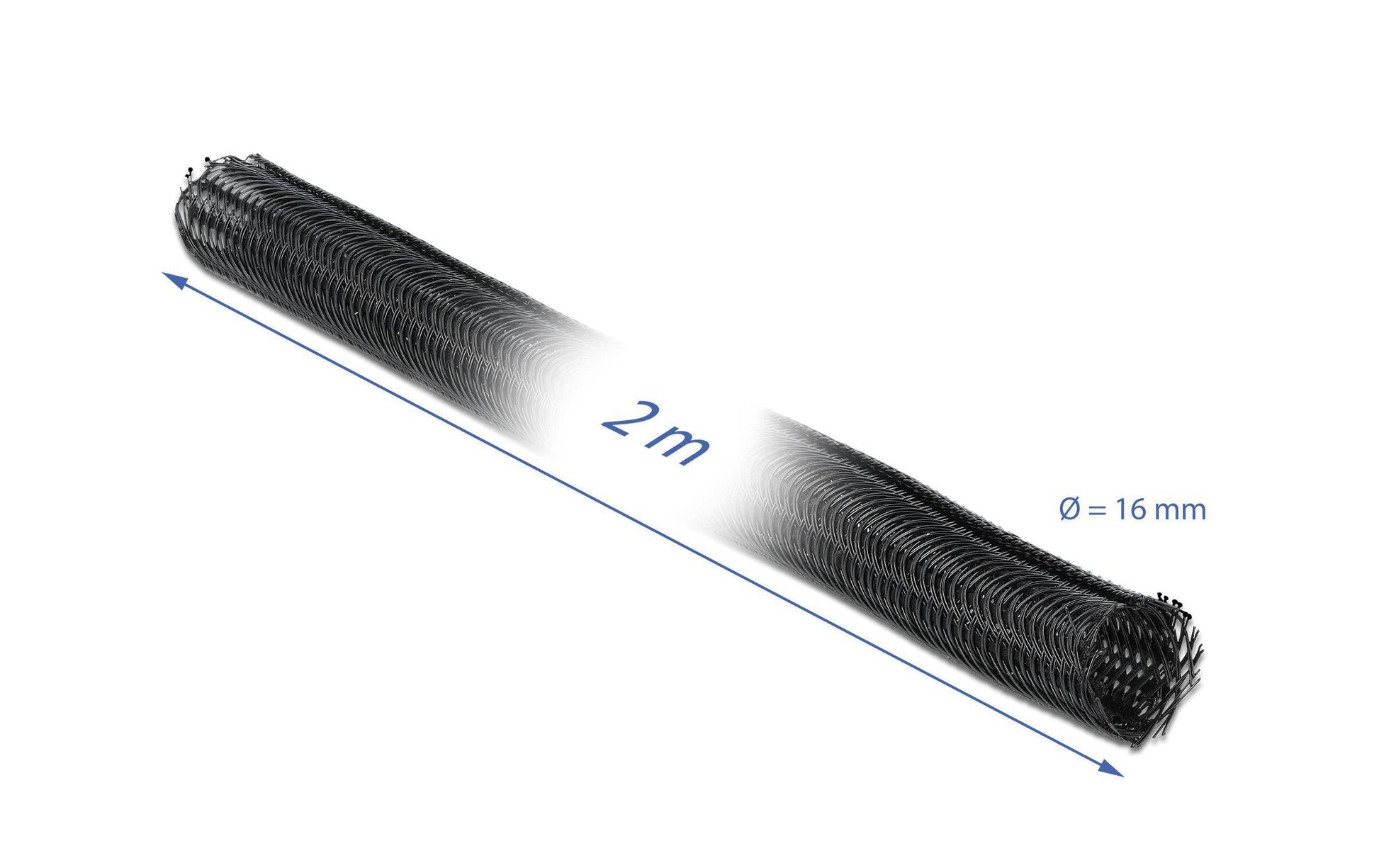 DeLOCK Kabelschlauch, Ø 16 mm × 2 m, zuschneidbar – schwarz