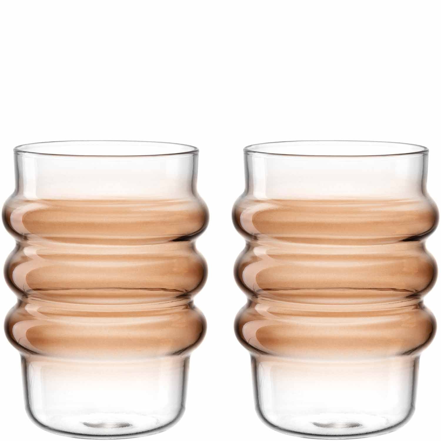 LEONARDO Trinkglas – 2er Set, 440 ml, Ø 7,4 cm, Borosilikatglas, Aprikose, spülmaschinenfest