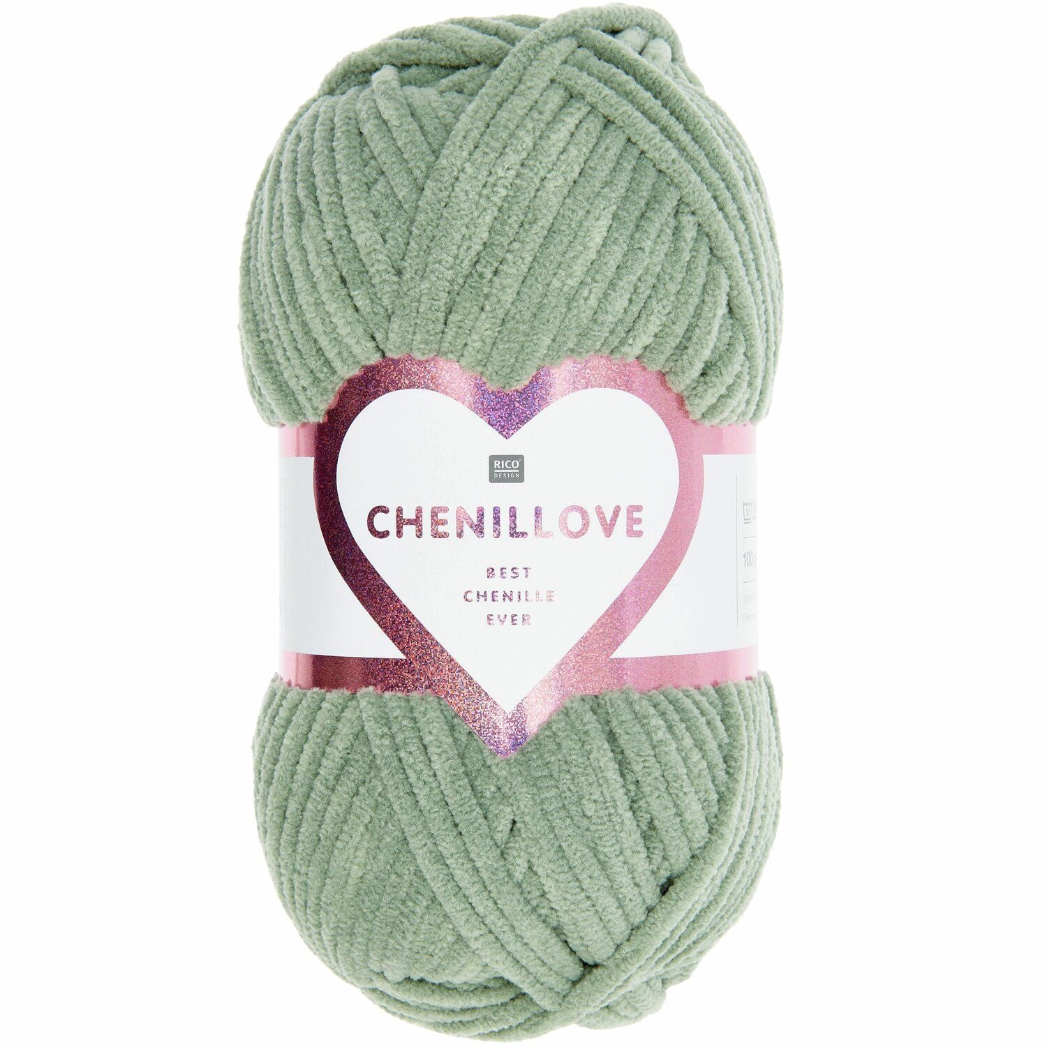 Rico Design Creative Chenillove Garn Salbeigrün – 100 g, 110 m, 100% Polyester, Nadel 5 mm