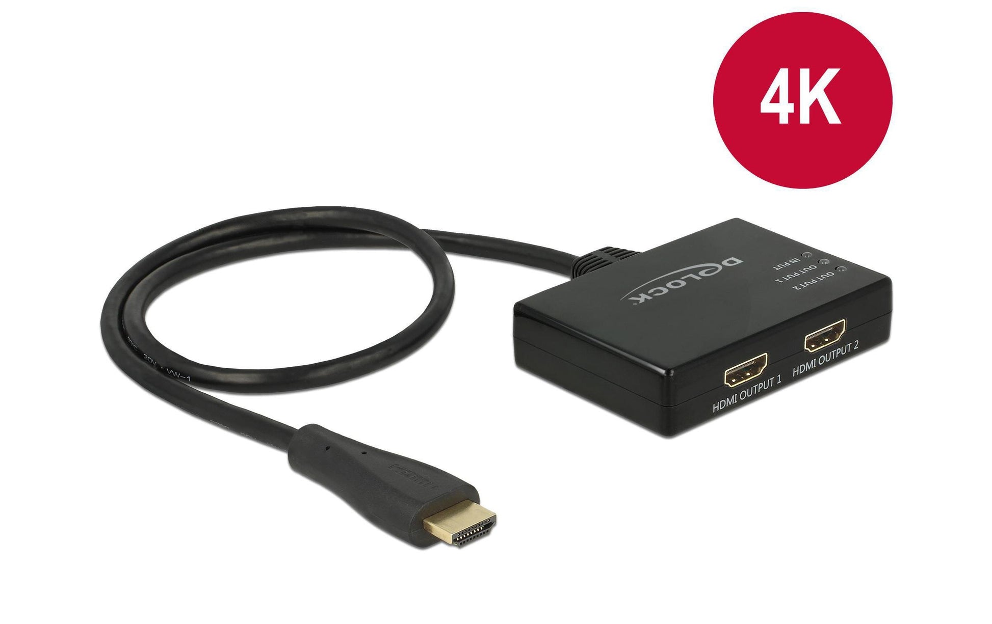 DeLOCK 87700 HDMI Monitorsplitter – 4K (3840 × 2160) @ 30 Hz, 2× HDMI-Ausgang, 0,6 m, USB-Stromversorgung