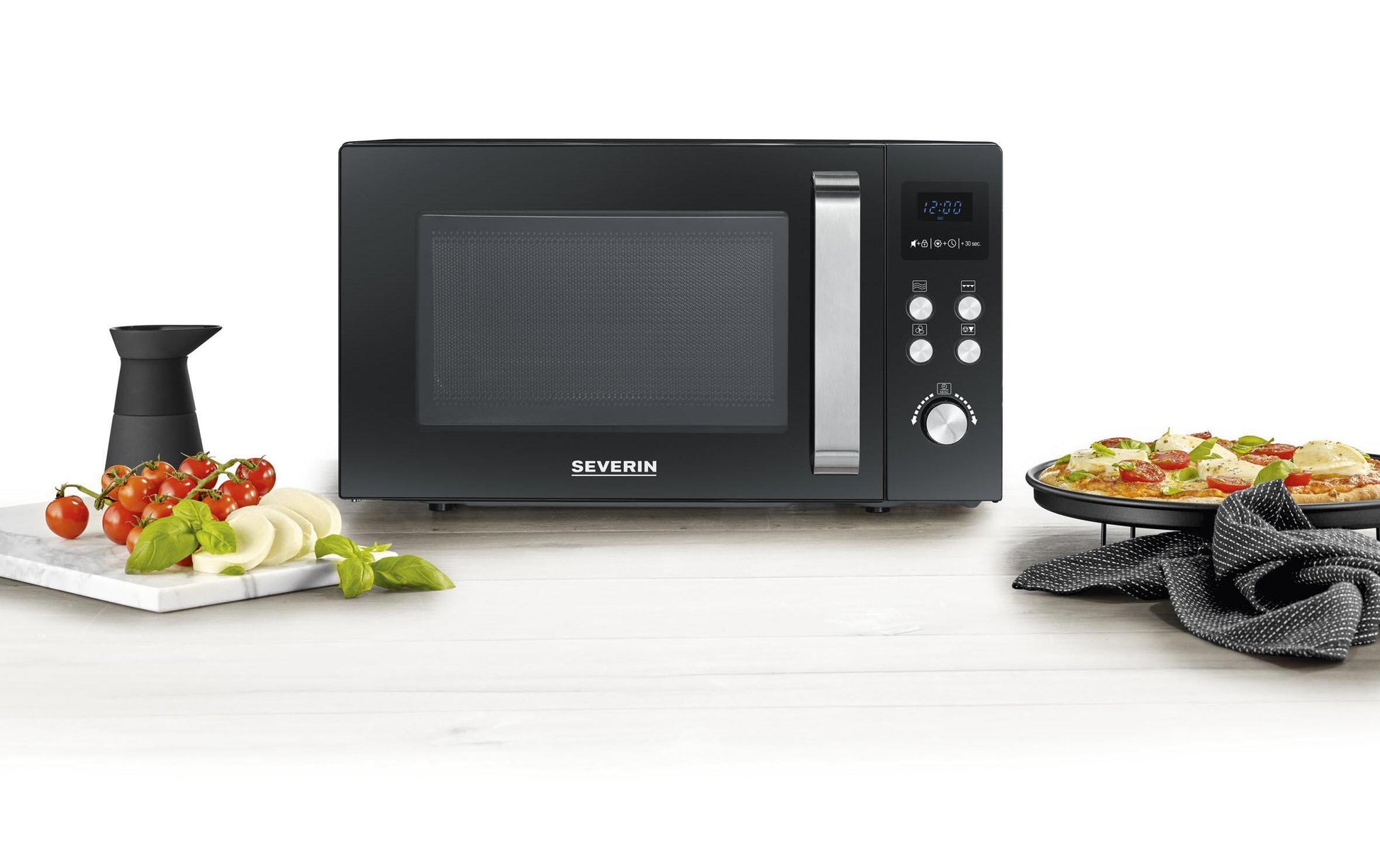 Severin Kombi-Mikrowelle MW 7752 – 25 l, Grill & Heissluft, 900 W – Schwarz/Edelstahl