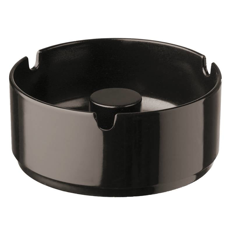 Paderno Aschenbecher 48253B09 – Ø 9,5 cm, H 4,5 cm, Melamin, Schwarz, stapelbar
