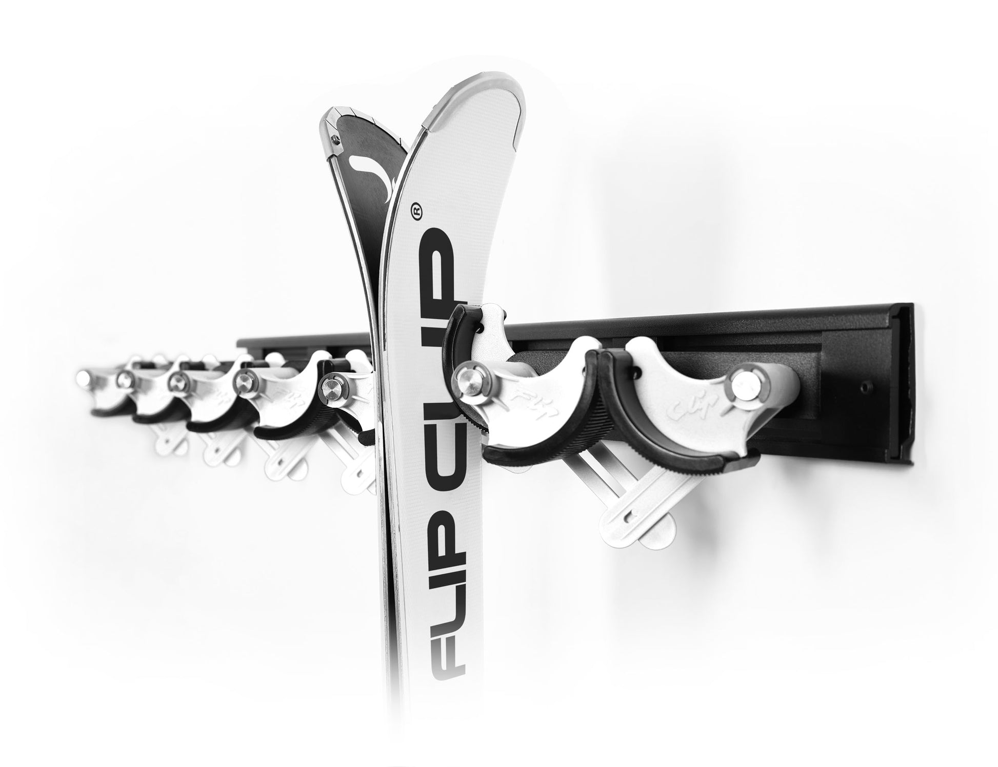 Flip Clip Wandgarderobe 6 Haken – Glasfaser/Stahl/Polyamid/Aluminium/Gummi – weiss – 985 × 100 mm