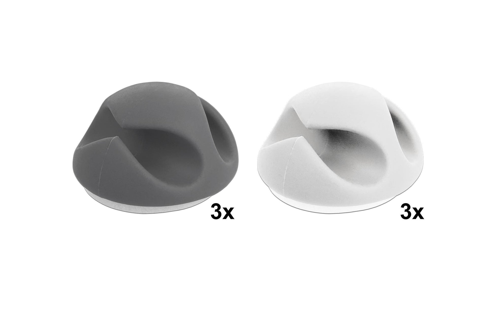 DeLOCK Kabelhalter – selbstklebend – TPR – weiss/grau – Ø bis 6 mm – 6 Stück