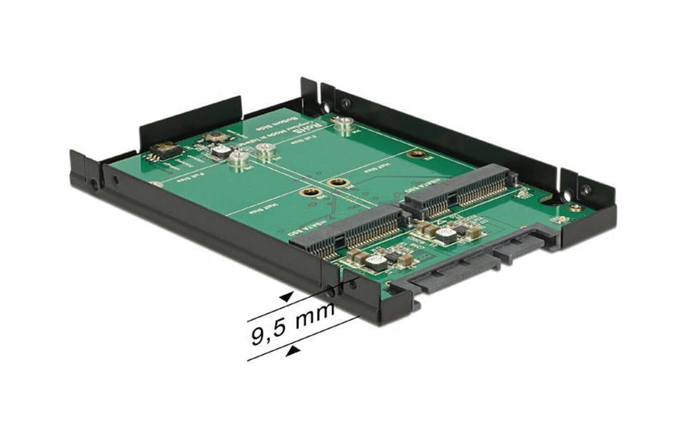 DeLOCK 62594 Adapterplatine mSATA zu SATA 22-Pin – 2,5", 6 Gbit/s, RAID 0/1, JBOD, Asmedia ASM1092R