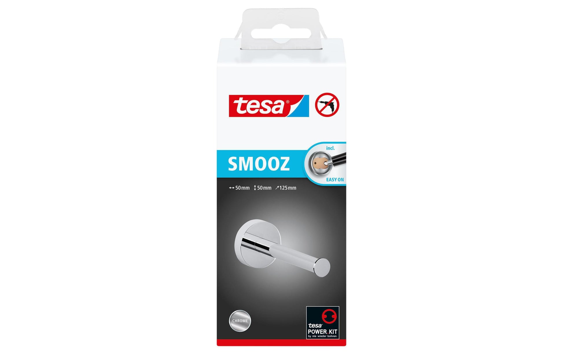 TESA Reservepapierhalter Smooz – Kunststoff, glänzend, selbstklebend, 12,5 × 5 × 5 cm