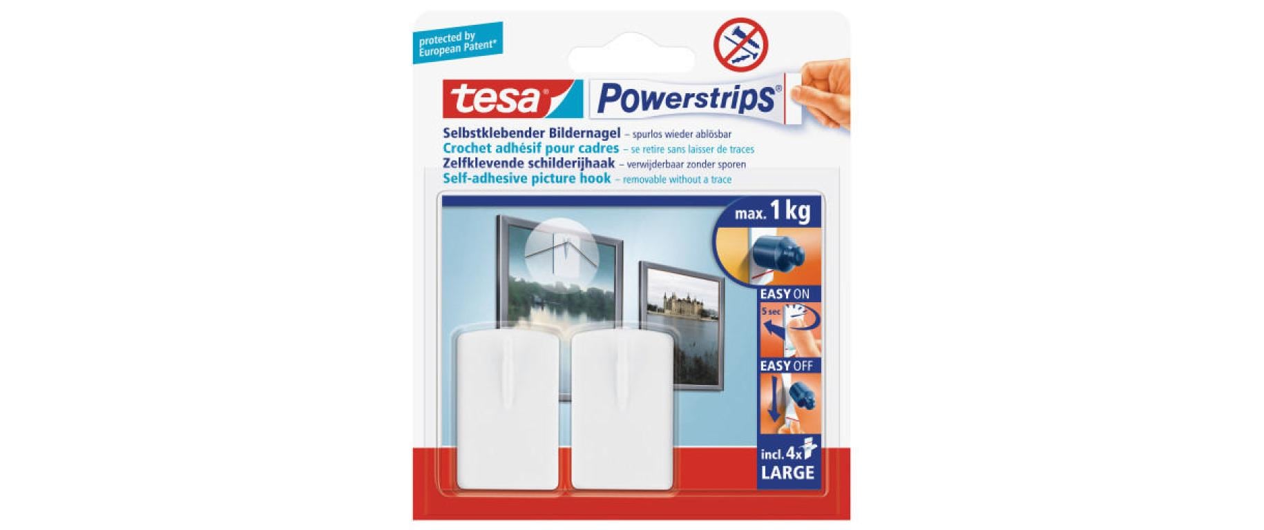 TESA Haken – weiss – 1 kg – 2 Stück