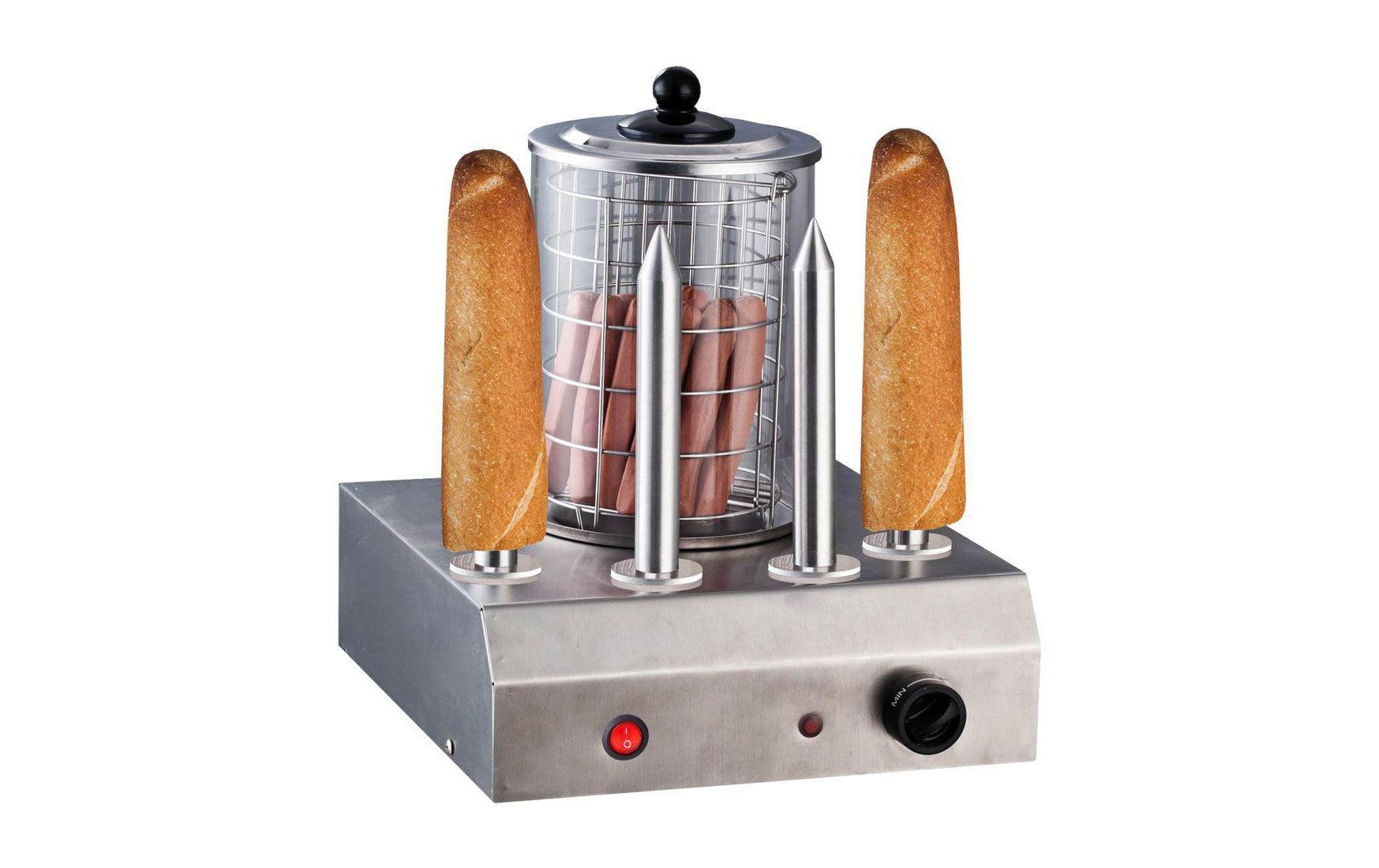 Kibernetik Hot-Dog-Roll-Grill HD-104 – 14 Würstchen, 4 Heizstäbe, 600 W – Edelstahl