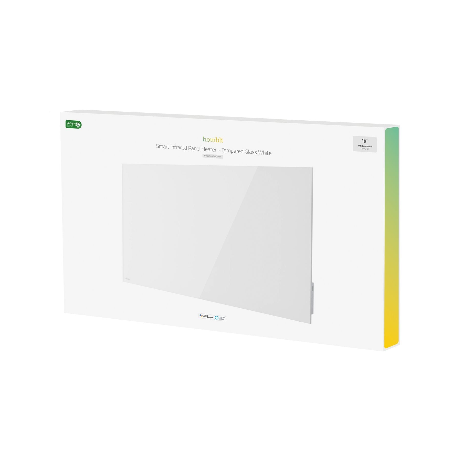 Hombli Smart Infrarot-Heizlüfter – 100 × 60 cm, Glas, Weiss