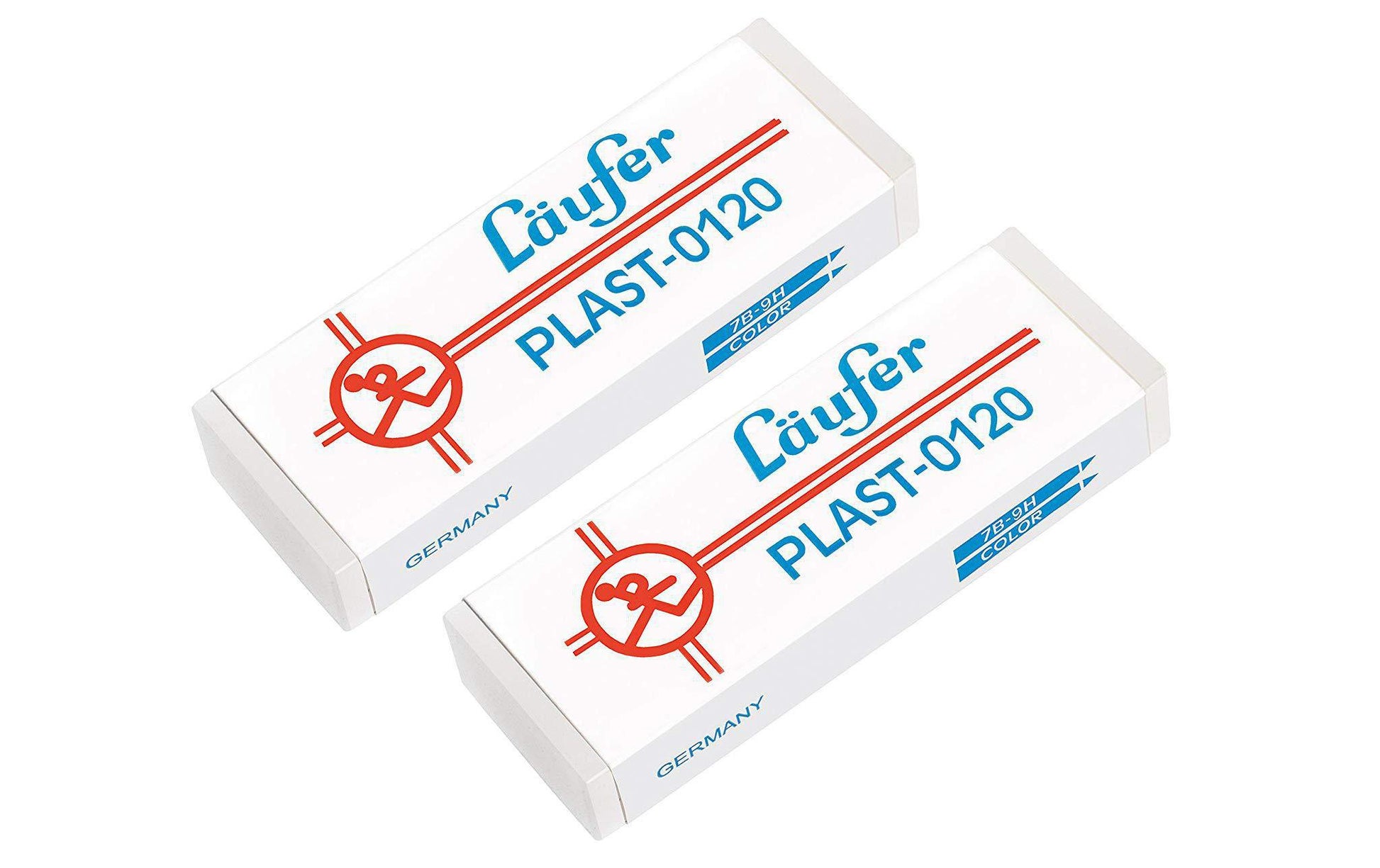 Laufer Radierer – für Bleistift und Farbstifte – 65 × 12 × 21 mm – Kunststoff – transparent – 2er-Pack