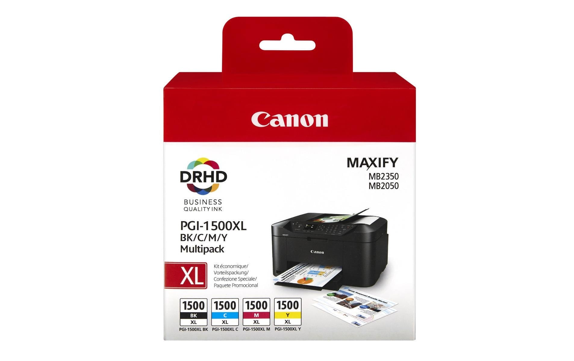 Canon Tintenpatronen-Multipack PGI-1500XL, CMYK, XL, 4er-Pack – für MAXIFY MB2050, MB2150, MB2155 und andere