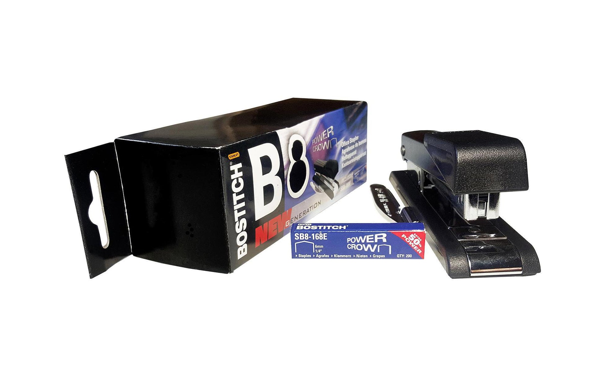 Bostitch B8 New Generation – Hefter, 26 Blatt, Klammernentferner, Einlegetiefe 65 mm, Schwarz
