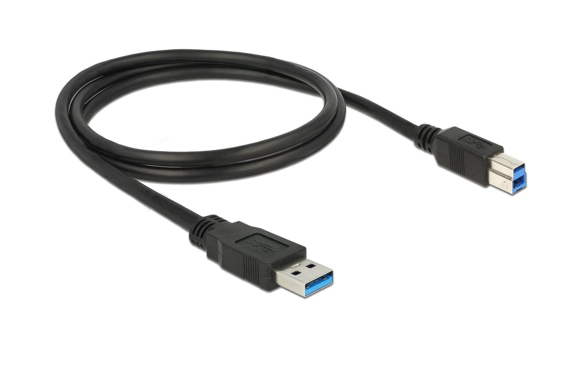 DeLOCK USB-A auf USB-B Kabel – USB 3.2 Gen 1 (5 Gbit/s) – 1 m – Goldstecker – Schwarz