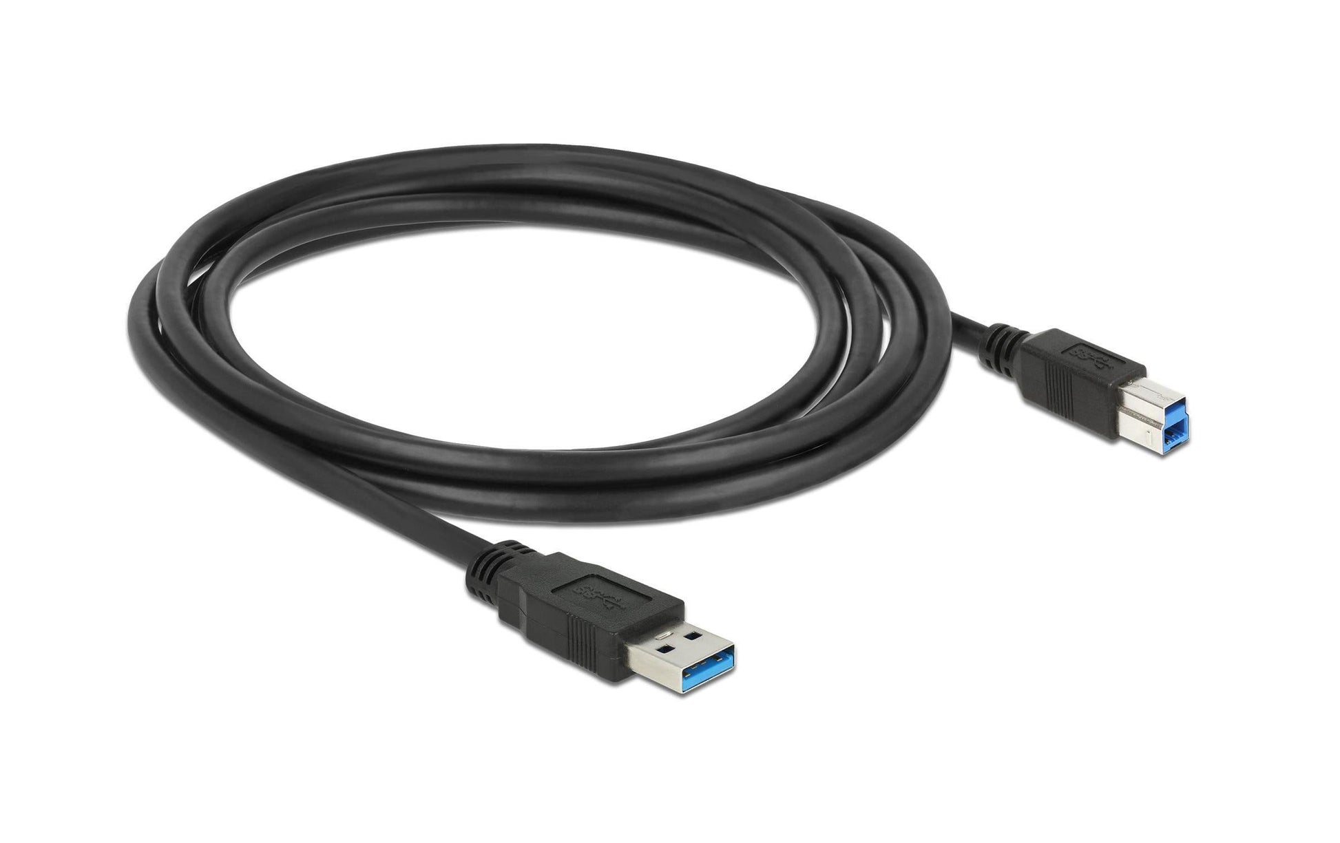 DeLOCK USB-Kabel – USB-A auf USB-B – USB 3.2 Gen 1 (5 Gbit/s) – 2 m – Goldstecker – Schwarz