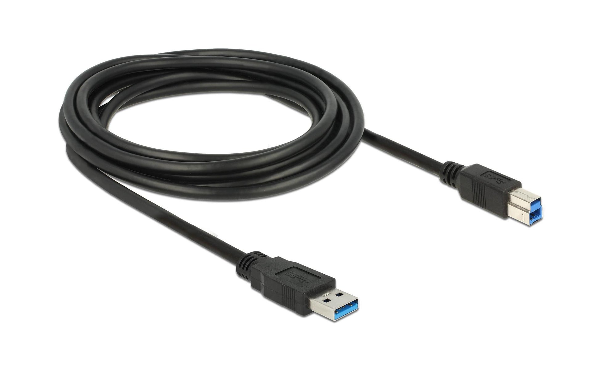 DeLOCK USB-A auf USB-B Kabel – USB 3.2 Gen 1 (5 Gbit/s) – 3 m – Goldstecker – Schwarz