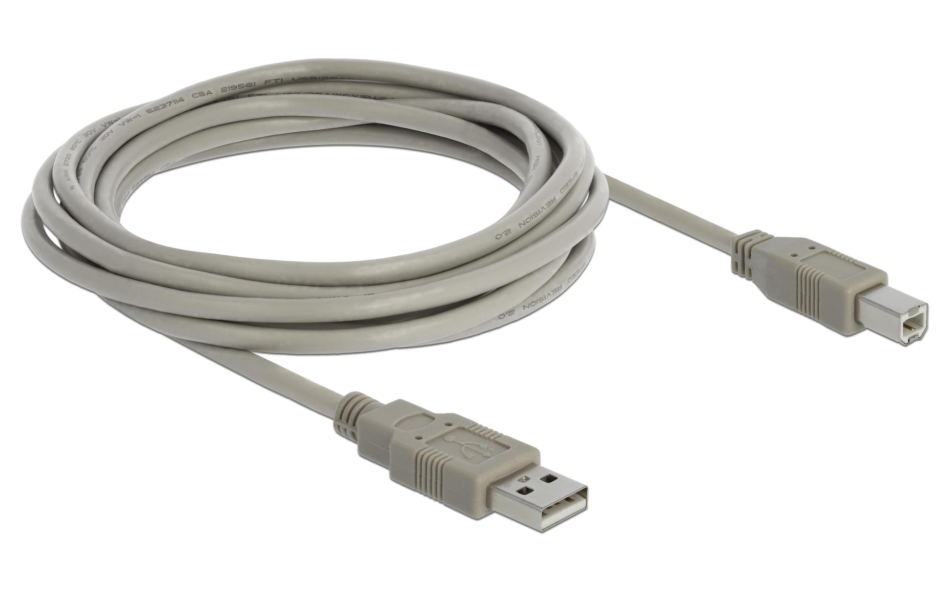 DeLOCK USB-A auf USB-B Kabel – USB 2.0 (480 Mbit/s) – 1,8 m – Grau – für Drucker, Scanner