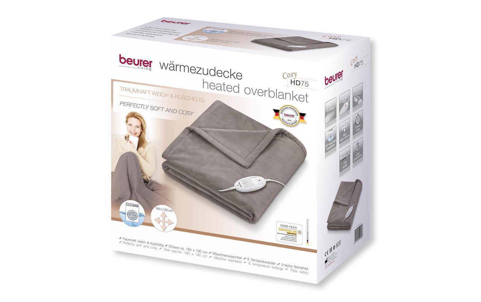 Beurer HD75 Wohndecke – Flauschfaser – 130 × 180 cm – OEKO-TEX Standard 100