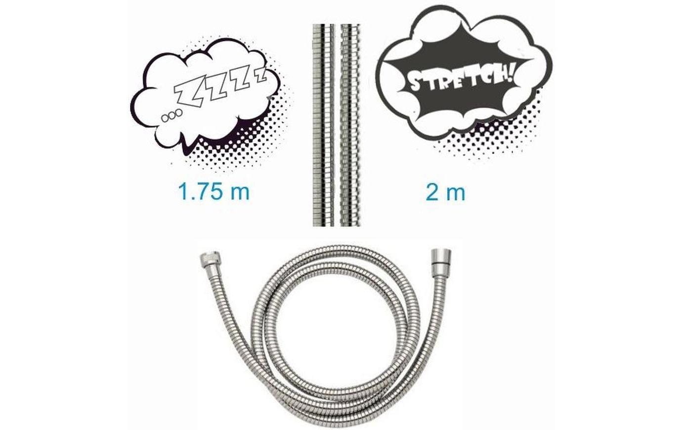 AquaClic Duschschlauch Super Flexxi Inox – 175 cm, Edelstahl, Anschluss 1/2"