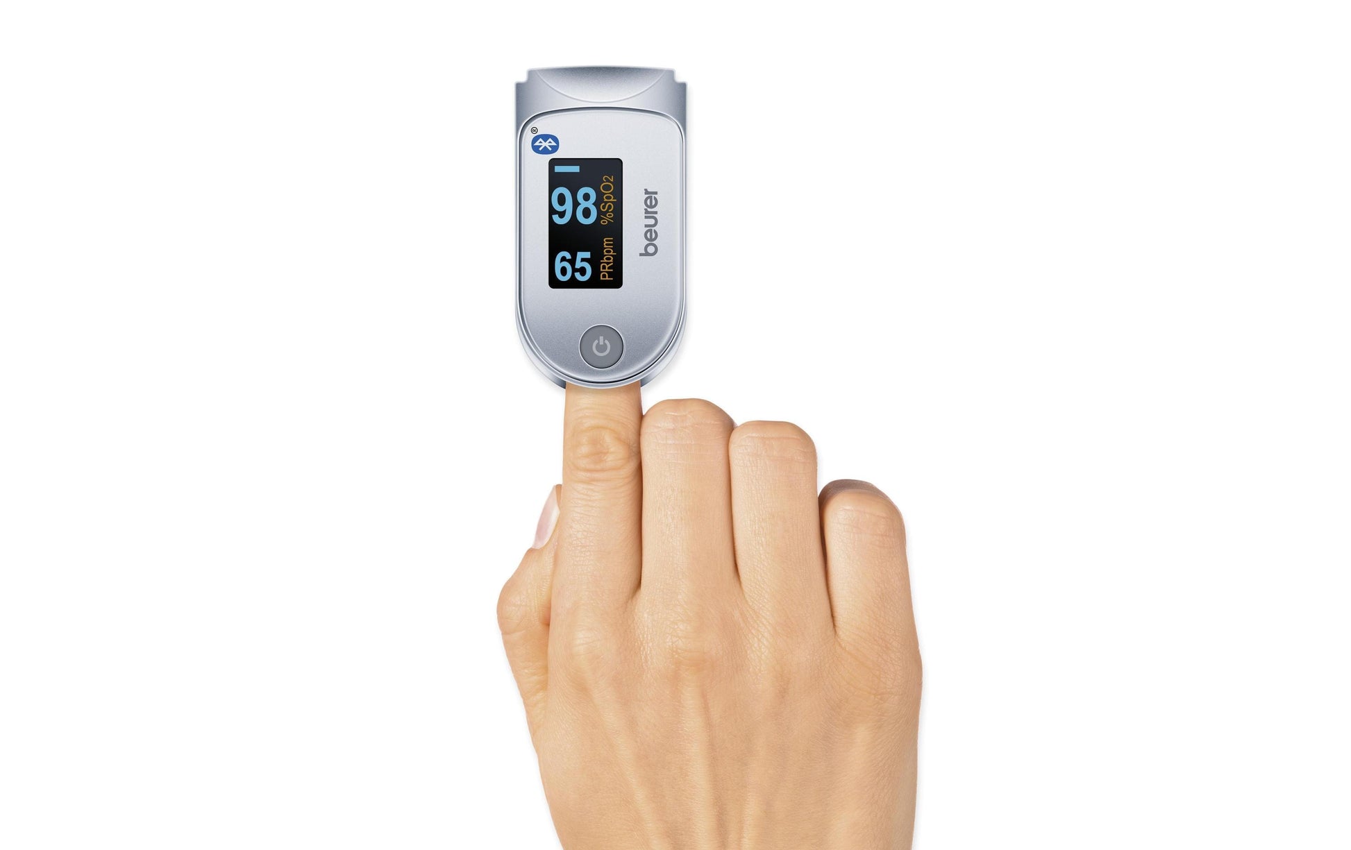 Beurer Pulsoximeter PO60 – für iOS 12.0 und höher, Android 8.0 und höher – SpO2, Pulsfrequenz