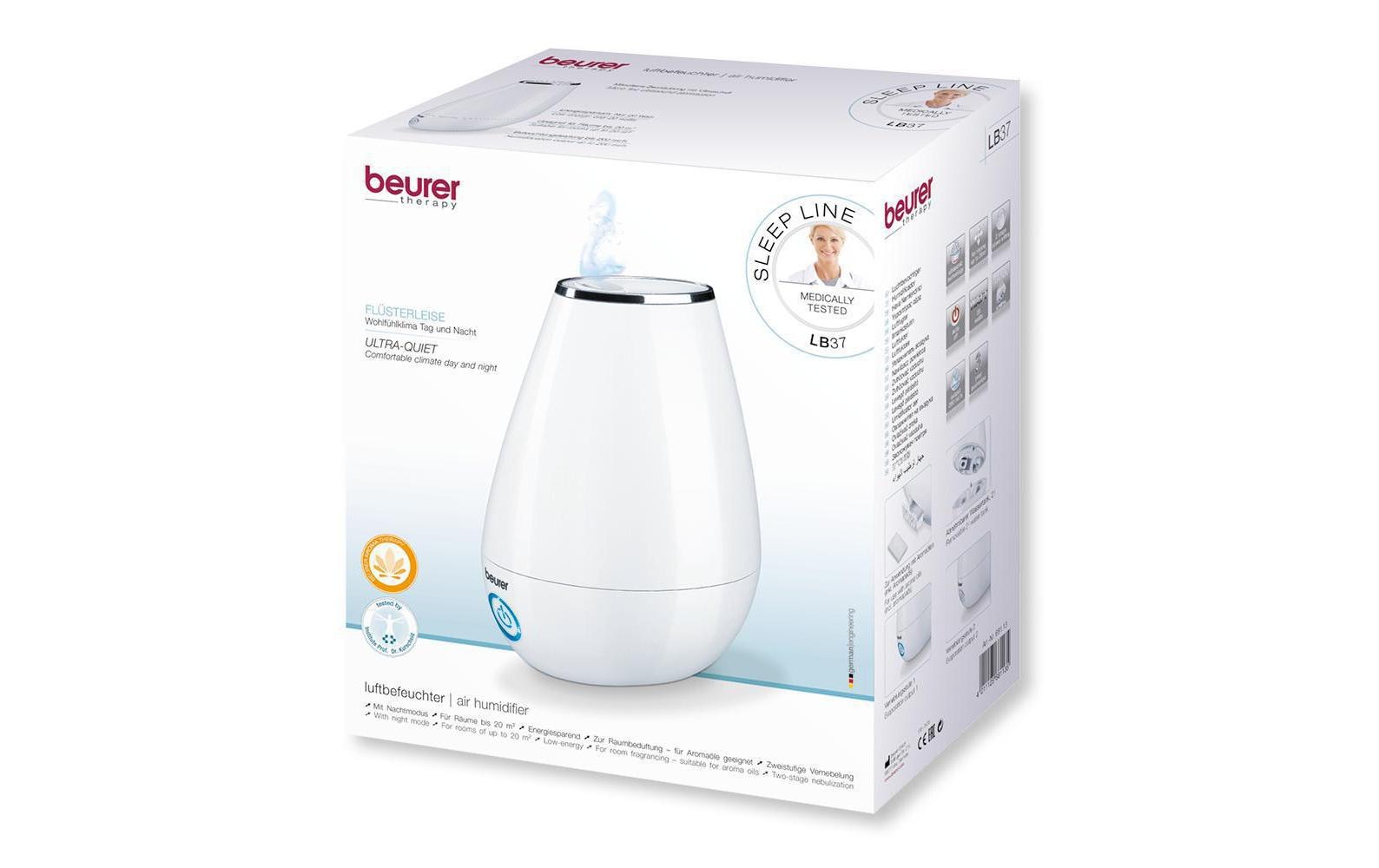 Beurer Luftbefeuchter LB37 – Ultraschall, 200 ml/h, 2 l Tank, bis 20 m²