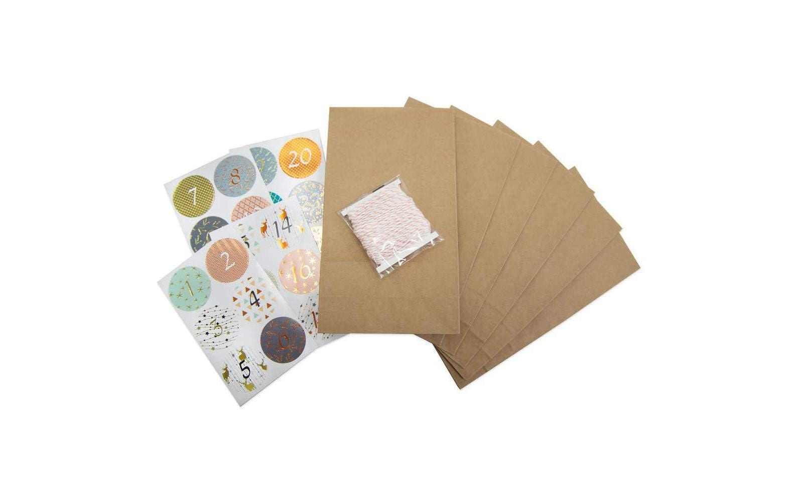Folia Adventskalender-Set Geschenktüten – 24 Papiertüten – 100 × 175 × 55 mm