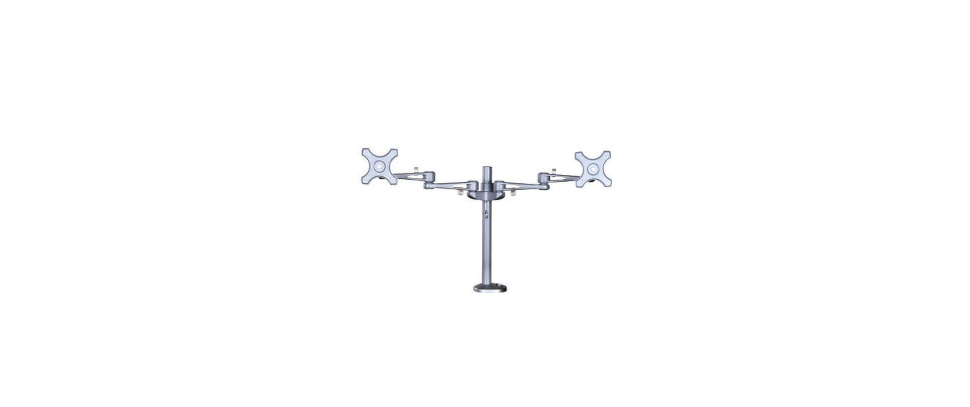 Neomounts Monitorarm, Dual, Tischdurchführung – bis 27", VESA 75 × 75/100 × 100 mm, 6 kg, Silber
