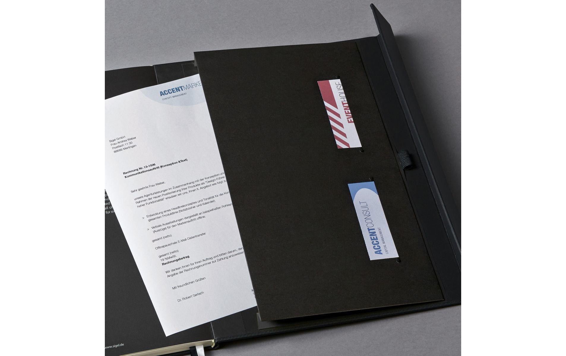 Sigel Notizbuch A4, kariert, Fadenheftung, 194 Seiten, 80 g/m² – schwarz