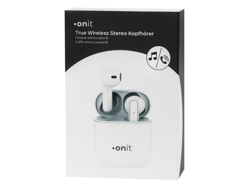 ONIT TWS Headset Start – True Wireless In-Ear Kopfhörer – Bluetooth 5.0, Ladebox, USB-C – Weiss – bis 3 h