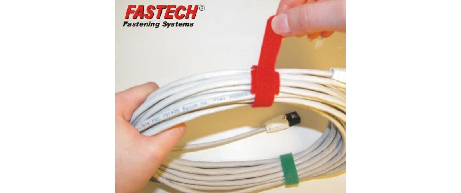 FASTECH Klettkabelbinder ETK-3-3 Strap – 13 mm × 0,25 m, Kunststoff, Weiss, haftend, wasserfest, 100er-Pack