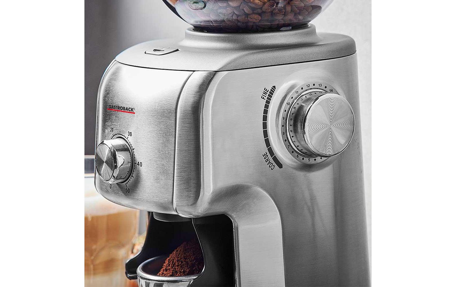 Gastroback Kaffeemühle Advanced Plus 42642 – 400 g, Kegelmahlwerk, 130 W – schwarz/edelstahl