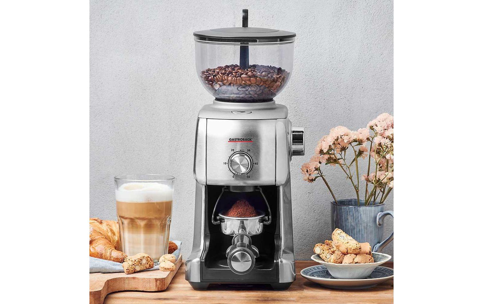 Gastroback Kaffeemühle Advanced Plus 42642 – 400 g, Kegelmahlwerk, 130 W – schwarz/edelstahl