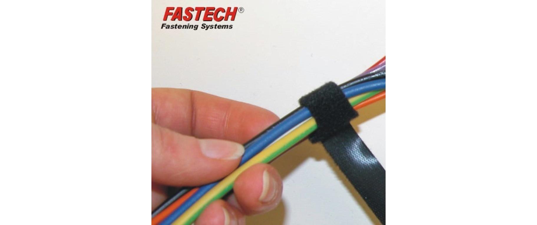 FASTECH Klettkabelbinder ETK-3-200-9999 – 13 mm × 0,20 m, Kunststoff, Schwarz, Wasserfest, 100er-Pack
