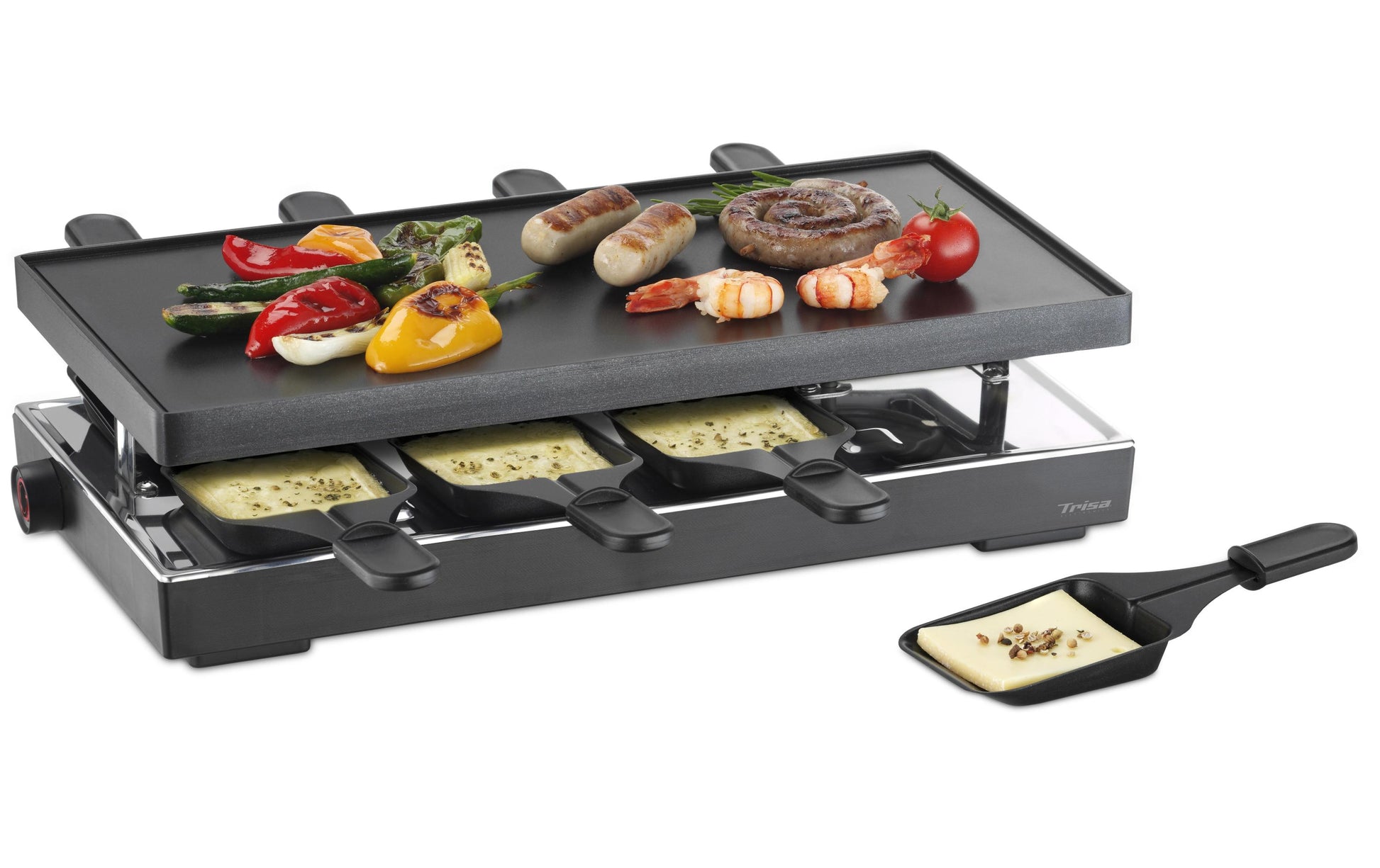 Trisa Raclette-Grill Style 8 – 8 Personen, 1200 W, Aluguss mit Antihaftbeschichtung – Schwarz