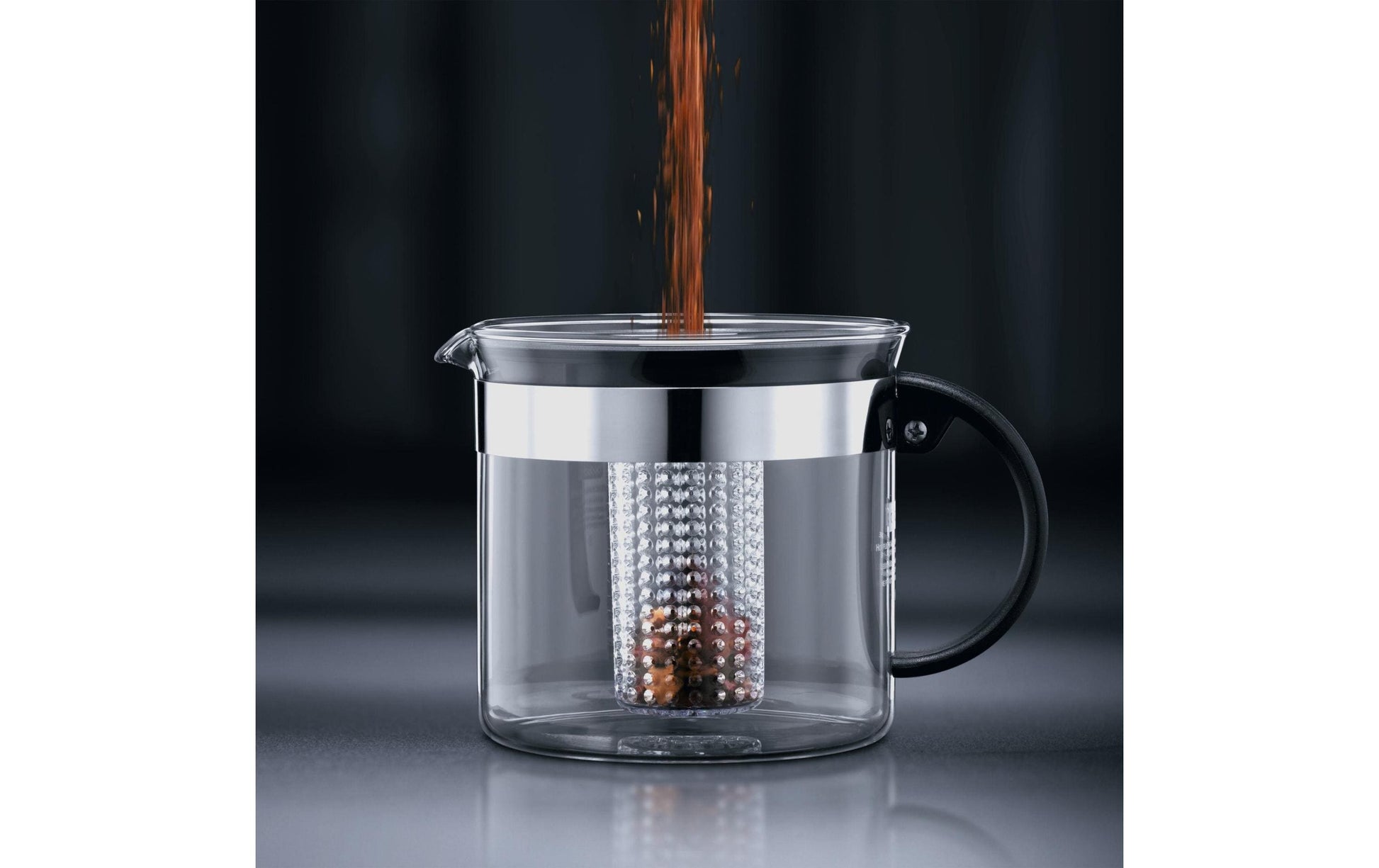 Bodum Teekanne, 1,0 l, Borosilikatglas, Teesieb, Schwarz