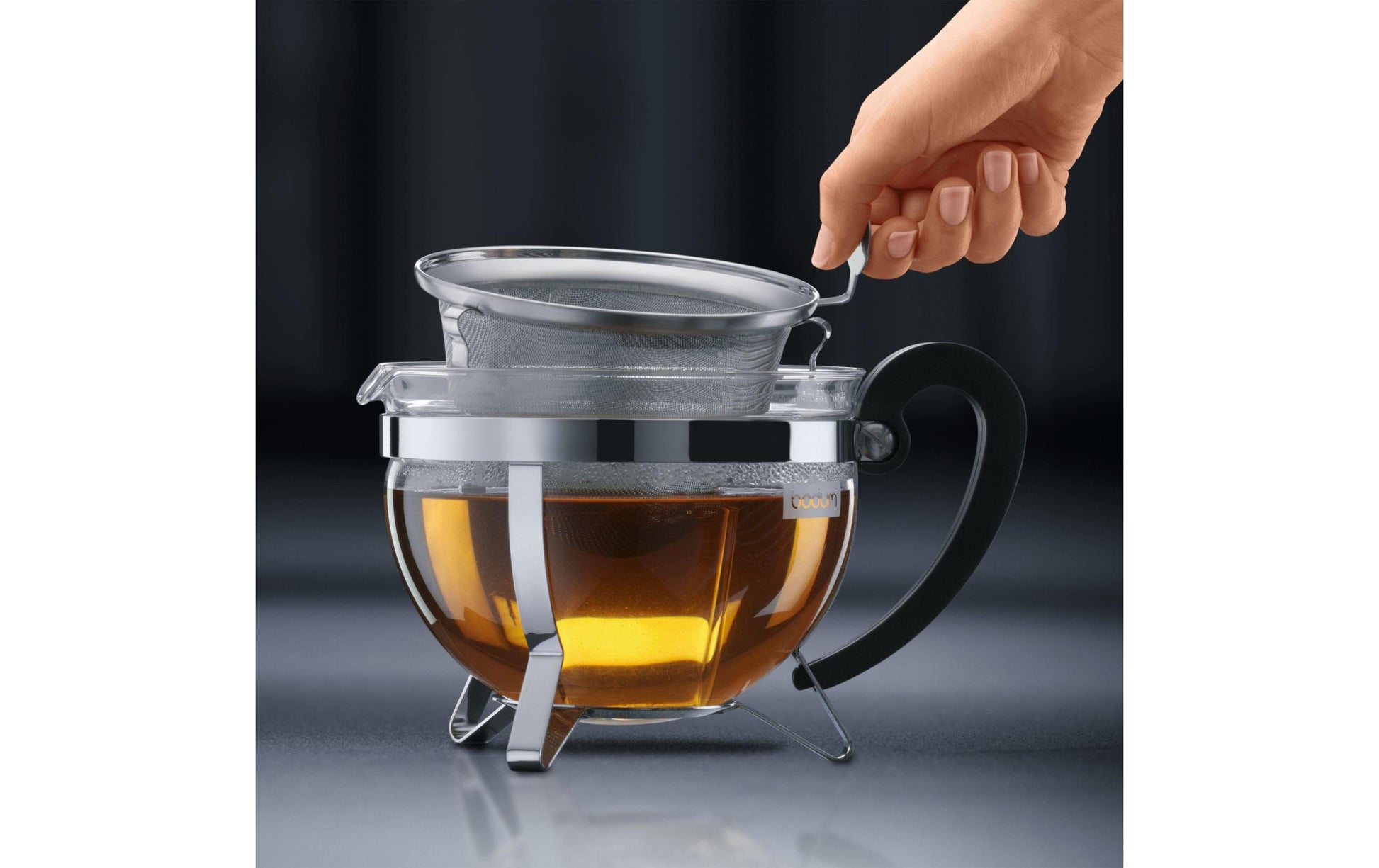 Bodum Chambord – Teezubereiter – 1 l – mit Edelstahlfilter – silber