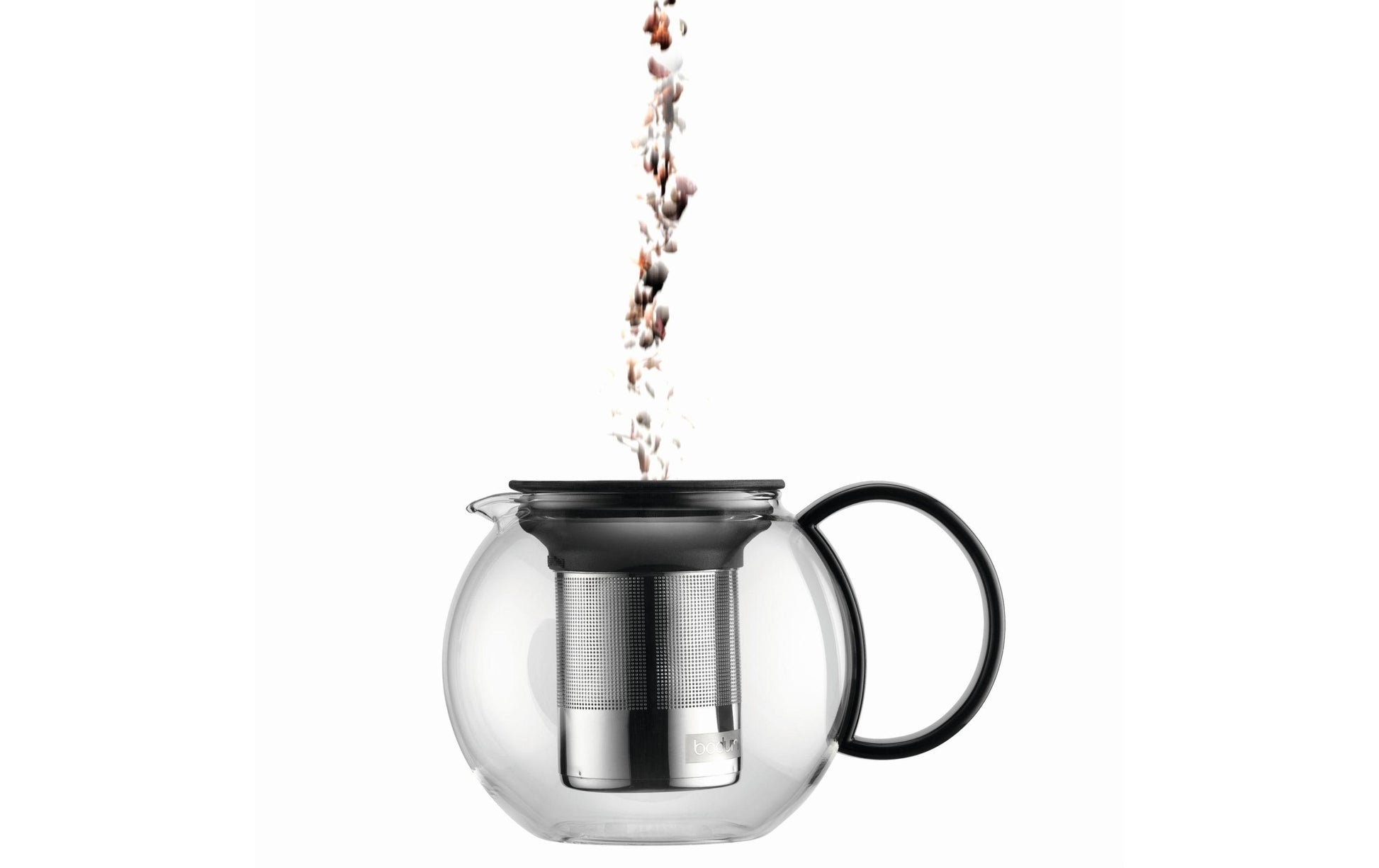 Bodum Assam – Teezubereiter – 1 l – Borosilikatglas, mit Edelstahlfilter – schwarz glänzend