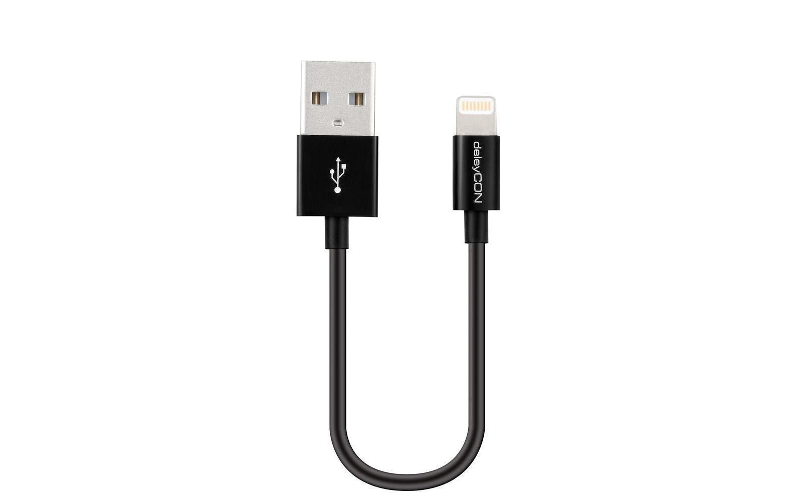 deleyCON Kabel – USB-A auf Lightning 0,15 m, MFi zertifiziert – für iPhone/iPad
