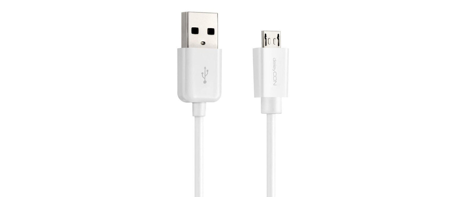 deleyCON USB-A auf Micro-USB-B Kabel – USB 2.0 (480 Mbit/s) – 3 m – Weiss – für Galaxy S5 und mehr