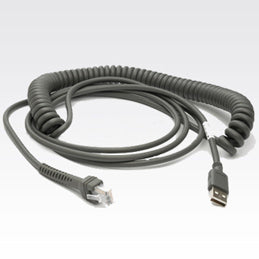 Zebra USB-Kabel – USB-A – 2,74 m – Spiralförmig – Grau